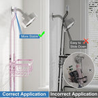 Shower Caddy, Upgraded Extended Length Shower Caddy Over Showerhead No Blocking to Shower Head, Rustproof Shower Organizer with Hooks Shampoo Soap Holder, Bathroom Large Hanging Shower Caddy