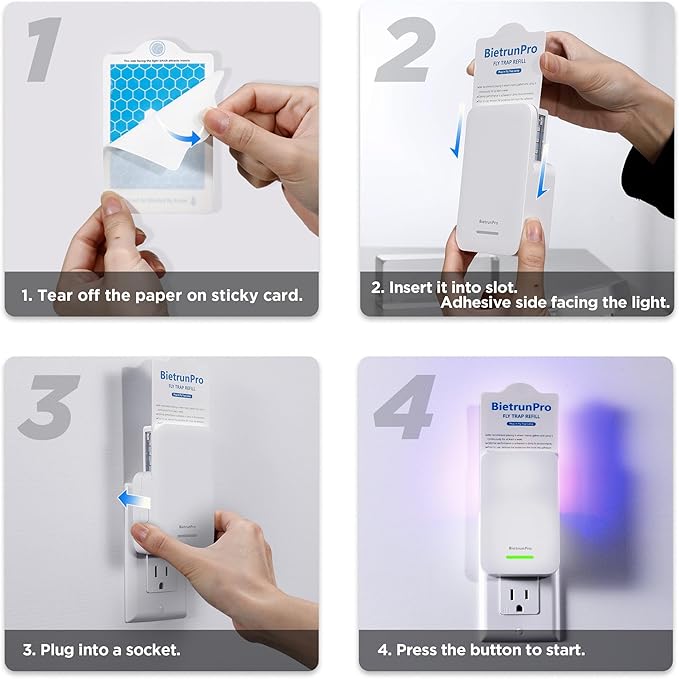 Fly Traps Indoors(2 Device+10 Refills), Gnat Traps for House Indoor, 3-in-1 UV/Blue/Yellow Light Plug-in Flying Insect Catcher Bug Zapper, Fruit Fly Killer, NAT Killer, Get Rid of Gnat Infestation