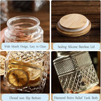 Large Glass Storage Jar, 2 Pack 60 FL OZ Glass Food Storage Containers with Bamboo Lid, Kitchen Laundry Room Organization Decorative Jar for Candy Cookies Coffee Beans Flour Nuts Airtight Glass Jars