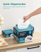 SONGMICS Trash Bags for 13-Gallon (50 L) Trash Cans, Drawstring Kitchen Garbage Bags, Pre-Separated, Quick-Dispense Box, Liner Code K, 4 Rolls, 160 Count, White UKRB051A04