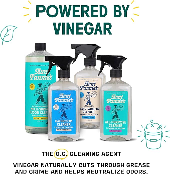 Aunt Fannie's Natural Cleaning Vinegar Wipes, Multipurpose Surface Cleaner, Bright Lemon Scent, 35 Count (Pack of 6)