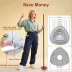 Flat Mop Head Replacements for Ocedar, Microfiber Mopping Head Refill for O-Cedar EasyWring and RinseClean Sys, 4 Pack Flat Spin Mop Pads & 1 Plastic Pad for Cleaning Floor, Wall, Ceiling