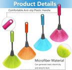 4 Pack 10" Small Microfiber Duster, Delicate Fluffy Microfiber Feather Duster, Suitable for Light Daily Household Dusting, Perfect for Cleaning Desk, Computer Screen, TV Screen, Books, Photo Frames