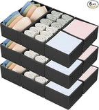 DIMJ Drawer Organizers, Set of 12 Clothes Drawer Organizer, Foldable Closet Drawer Organizer, Dresser Drawer Organizers Dividers for Baby Clothes, Socks, Belt, Tie (Black)