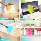 4 Pack 10 inch Microfiber Duster, Feather Duster, Grips Microfiber Delicate Duster for Cleaning Keyboard, Computer Screen, Books, Photo Frames, Picture Frames, Knick-knacks
