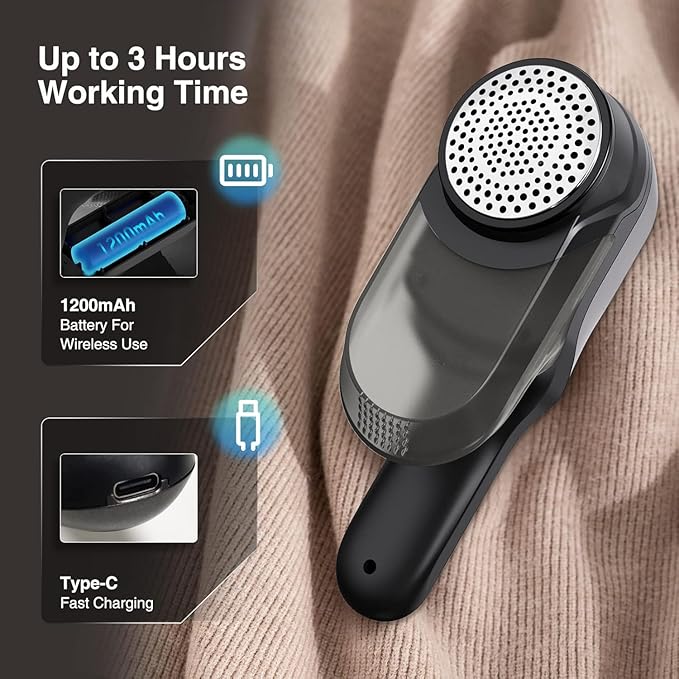 Fabric Shaver and Lint Remover with 2 Extra Blades, Led Digital Display Fabric Shaver for Furniture, 2 Speeds Powerful Ball Remover for Clothes Sweater Sofa Carpet