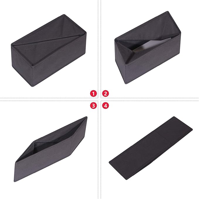 DIOMMELL 6 Pack Foldable Cloth Storage Box Closet Dresser Drawer Organizer Fabric Baskets Bins Containers Divider for Clothes Underwear Socks Lingerie Clothing, Dark Grey 00-0600