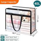 TasticTotes 8 Pack Clear Storage Bags for Comforter, Clothes & Bedding, Plastic Blanket Storage with Zipper and Handle, Moving Bags, Closet Organizer and Under-Bed Storage (40L)