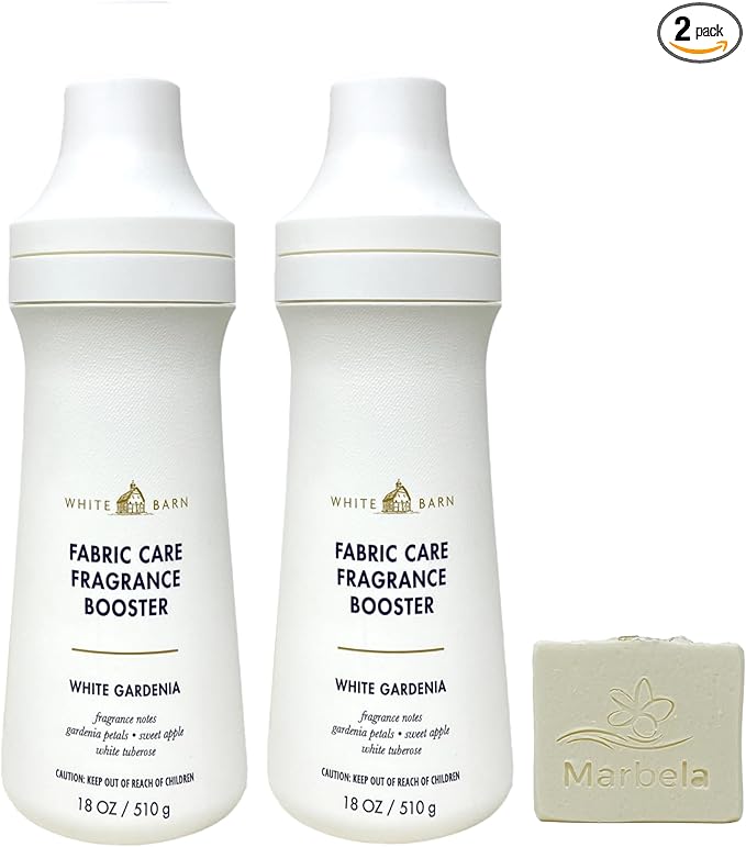 Bath & Body Works White Gardenia 2 Fabric Care Fragrance Boosters with a Natural Oats Bar Soap