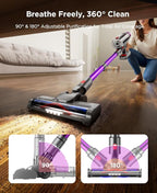 Cuzmok Cordless Stick Vacuum Cleaner - 550W Powerful Cordless Vacuum with HEPA Filter, Up to 50min Runtime & Tangle-Free Lightweight & Detachable Battery for Pet Hair Carpet Hardwood Floor Cleaning