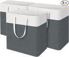 TasticTotes laundry basket 3-Pack, laundry hamper, Hamper with handles, collapsible laundry baskets, Waterproof dirty clothes hamper, Towel Storage for Home or Dorm, 100L-Grey