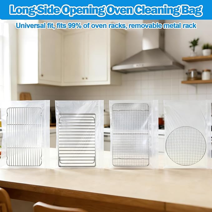 XANGNIER 3 Pack No Scrub Oven Rack Cleaning Bags with Side Zipper Opening,27.8 * 19.5 in,No Cleaner Included, Reusable Leakproof Soaking Cleaner Bags for Removable Metal Rack,BBQ Grills,Grill Grate