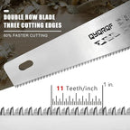 14 in. Pro Hand Saw, 11 TPI Fine-Cut Soft-Grip Hardpoint Handsaw Perfect for Sawing, Trimming, Gardening, Cutting Wood, Drywall, Plastic Pipes, Sharp Blade, Ergonomic Non-Slip Handle (red)
