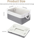 Storage Baskets for Shelves 13.8x9.8x6.7 Inch-Foldable Fabric Organizing Storage Bins with Handles, Closet & Bathroom Organizer, Home Storage for Kitchen, Office (3-Pack, White&Gray)