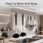 Dish Brush, 2 Pack with Comfortable Handle, with Built-in Scraper, Scrub Brush with Medium Firm bristles for Cleaning Dishes, Sink, Pots (Brown)