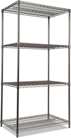 Alera Wire Shelving Starter Kit, Four-Shelf, 36w x 24d x 72h, Black Anthracite