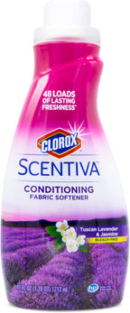 Clorox Scentiva Liquid Laundry Fabric Softener, Tuscan Lavender & Jasmine Scent - Bleach-Free Fabric Conditioner with Great Smell, 41 Fl Oz