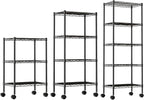 DUMOS 2 Pack 3Tier 4Tier 5 Tier Metal Shelving, Heavy Duty Shelves Wire Shelving Unit with Removable Wheel Casters, Shelves Organizer for Bathroom Garage Living Room Kitchen Pantry Laundry