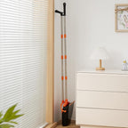 Broom and Dustpan Set Lightweight Upright Lobby Broom and Dust Pan Combo with Long Handle Outdoor Indoor for Home Kitchen Room Office (Orange and Black)