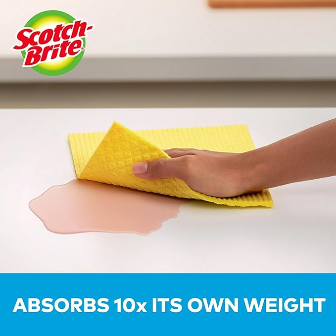 Scotch-Brite Reusable Sponge Cloths (2-Pack) – Highly Absorbent, Washable Multi-Purpose Cleaning Cloths