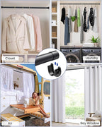 Supforce Closet Rods for Hanging Clothes, 17 to 28 Inches Stepless Adjustable Metal Closet Rod, 1.3 Inches Heavy Duty Clothes Hanging Rod for Closet Wardrobes Laundry RV, Black