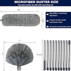 20 Ft+ High Reach Cobweb Dusting Kit with 3-14 Ft Extension Pole/Spider Web Brush & Ceiling Duster Microfiber Feather Duster with Washable Head for Cleaning Ceiling Fan, Furniture, Home