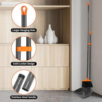 Long Handle Broom with Dustpan Combo Set for Office Home Kitchen Lobby Floor Cleaning Broom Dustpan for Indoor&Outdoor Sweeping