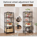 Golpart Small 5 Tier Shelves Storage Wire Shelving Unit Metal Shelf Adjustable Organizers Storage Shelving with Wheels for Bathroom Laundry Room Kitchen Pantry12”D x 18”W x 57.2”H Black