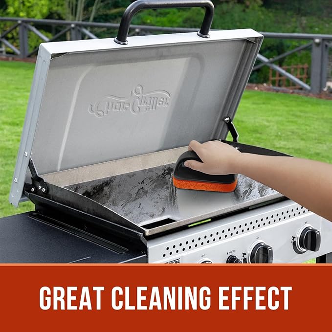 6-Piece Griddle Cleaning Kit for Blackstone, Flat Top Grill Cleaning Kit Non-Scratch Scouring Pads for Kitchen - 5 Scrubber Pads and 1 Handle