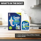 Genie Sheets Glass & Mirror Cleaner | 1 Bottle with Foaming Sprayer + Concentrate Makes 6 24oz Refills | Professional-Strength | Just Add Water | Sustainable EcoFriendly Plant-Based