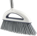 Angle Broom for Hardwood Floors - Soft Bristled Kitchen Broom, Indoor & Office Use (Off White)