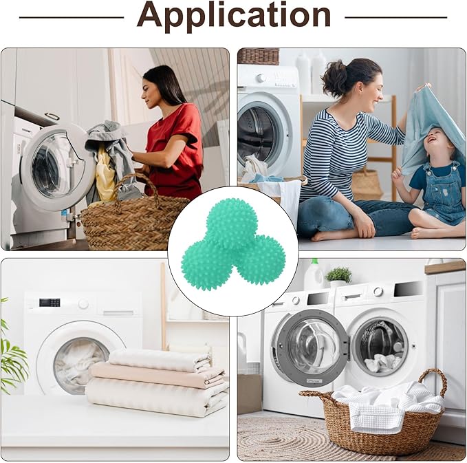 uxcell 4pcs Reusable Laundry Dryer Balls Vinyl Drying Balls for Reduce Wrinkles Static Fabric Softener Reduce Drying Time Save on Energy, Blue-Green