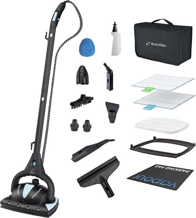 Euroflex Vapour Pro Steam Mop & All-in-One Steam Cleaner 20-Piece Set - Commercial Grade 295°F & 50 PSI - Good Housekeeping #1 Rated; Kills 99.9% Bacteria & Viruses (H1N1); 5-Year Warranty