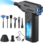 Electric Air Duster 4 Gear Adjustable 130000RPM Super Power Cordless Compressed Air Duster Rechargeable Brushless Blower 4 Nozzles 10 Brushes for Computer, Keyboards, Home, Cars and Outdoor