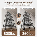 Golpart 4 Tier Shelves Storage Shelf Wire Closet Bathroom Organizers Metal Pantry Kitchen Garage Shelving Unit Laundry Room Organization Home Rack Net Basket Black with Wheels 14”D X 24”W X 48.9”H