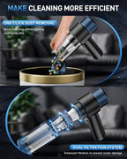 EYYA Handheld Car Vacuum Cleaner Cordless, 15000PA High Power Vacuum & Air Duster, 4-in-1 Portable Mini Vacuum with LED Light, Hand Held Vacuum Cleaner for Car Home Office