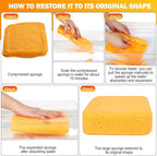 Tioncy 12 Pcs Large Sponges Bulk 7.5 x 5.5 x 1.9 Inch Grouting Car Wash Foam Cleaning and Washing Sponge Commercial Foam Large All Purpose for Cleaning Dishes Car Tile Bike (Yellow)