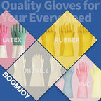 BOOMJOY Nitrile Cleaning Gloves, Heavy Duty Dishwashing Gloves, Reusable XL Gloves for Kitchen, Bathroom, Gardening, Working, Pet Care - White, 3 Pairs, Size XL