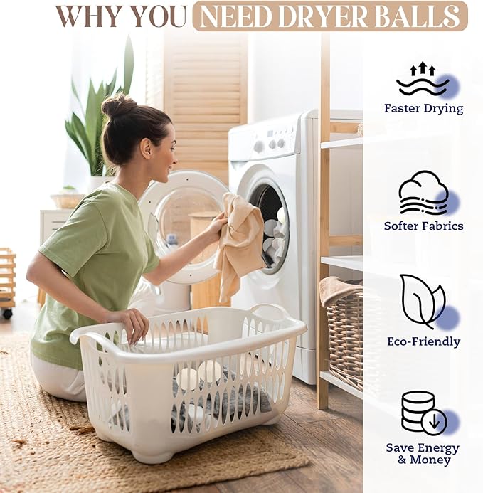 Large Wool Dryer Balls, New Zealand Dryer Balls Laundry Reusable Reduce Static Cling, Dryer Ball to Reduce Wrinkles & Shorten Drying Time, Drying Balls Fabric Softener Ball for Laundry（Pack of 6 XL)