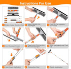 LOMIDA 2-in-1 Window Squeegee Cleaner with 62" Window Cleaning Tool Kit with Extension Pole, Bendable Head for Extra Force, Window Washing Equipment Car/Glass/Shower (2 Fiber Pads)