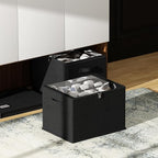 2 Pack Shoe Organizer for Closet - Shoe Storage Bins with Clear Cover, Fabric Shoe Storage Containers with Reinforced Handles, Fits up to 24 Pairs (Black, 16.5 * 12.6 * 12.2in)