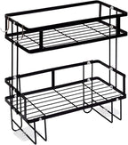 PowerKing Over The Toilet Storage Shelf, 2-Tier Bathroom Organizer Rack with 2 Hooks, No-Drill, Rust-Resistant Steel, Toilet Paper Holder for Restroom Bathroom, Black
