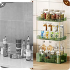 Akinbas 3 Tier Bathroom Organizer Countertop Makeup Perfume Tray Skincare Organizer for Bathroom Dresser Vanity (Green)