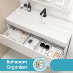 25 PCS Drawer Organizer Set, 4 Size Makeup Drawer Divider Organizer With Non-Slip Pads, Interlocking Plastic Storage Bins for Office,Jewelry Vanity,Gadgets, Bathroom,Kitchen, White