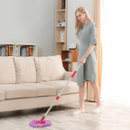 Spin Mop Replacement Handle, 47.6-inch 360 Degrees Rotating Telescopic Replacement Mop Stick with Robust Reinforced Plastic Disc for Spin Mop Bucket Cleaning System (Plastic Disc,Red)