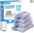 Travel Vacuum Seal Bags for Clothing with Rechargeable Cordless Pump, VINTAR 16 Pack (4J+4L+4M+4S) Carry-on Size Space Saver Vacuum Storage Bags, Compression Packing Bags for Luggage and Suitcase