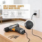 Hi-Spec Tool Kit with 8V Cordless Drill Set. Complete DIY Tool Set for Essential Everyday Home Repair & Maintenance. USB Rechargeable Electric Drill in a Compact Toolbox Case.