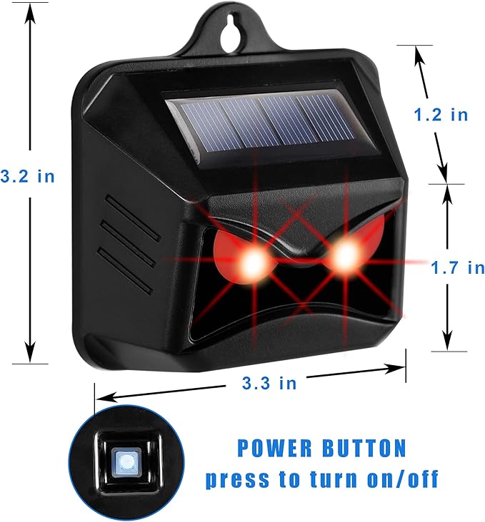 Triumpeek Animal Repeller, Solar Powered Predator Eye Nighttime Animal Deterrent Devices with Red LED Lights, Night Guard Animal Repellent Scares Coyote Skunk Raccoon Deer Away from Yard Chicken Coop