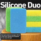 Casanero 6-Pack Silicone Scrubbing Sponges, Heavy-Duty, Non-Scratch | Reusable, Odor-Free, Multi-Purpose Cleaning for Dishes, Non-Stick, Countertops