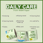WBM Care Bamboo Toilet Tissue, Strong & Flexible 3-Ply, All Natural Tree Free and Septic Safe Paper Towels, 250 Sheets Each Roll, Total 7500 Sheets, 30 Rolls